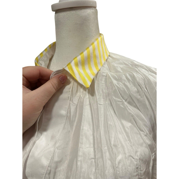 Beluva San Francisco Size Medium Yellow Stripe Crinkle Long Sleeve Blouse - Picture 5 of 6